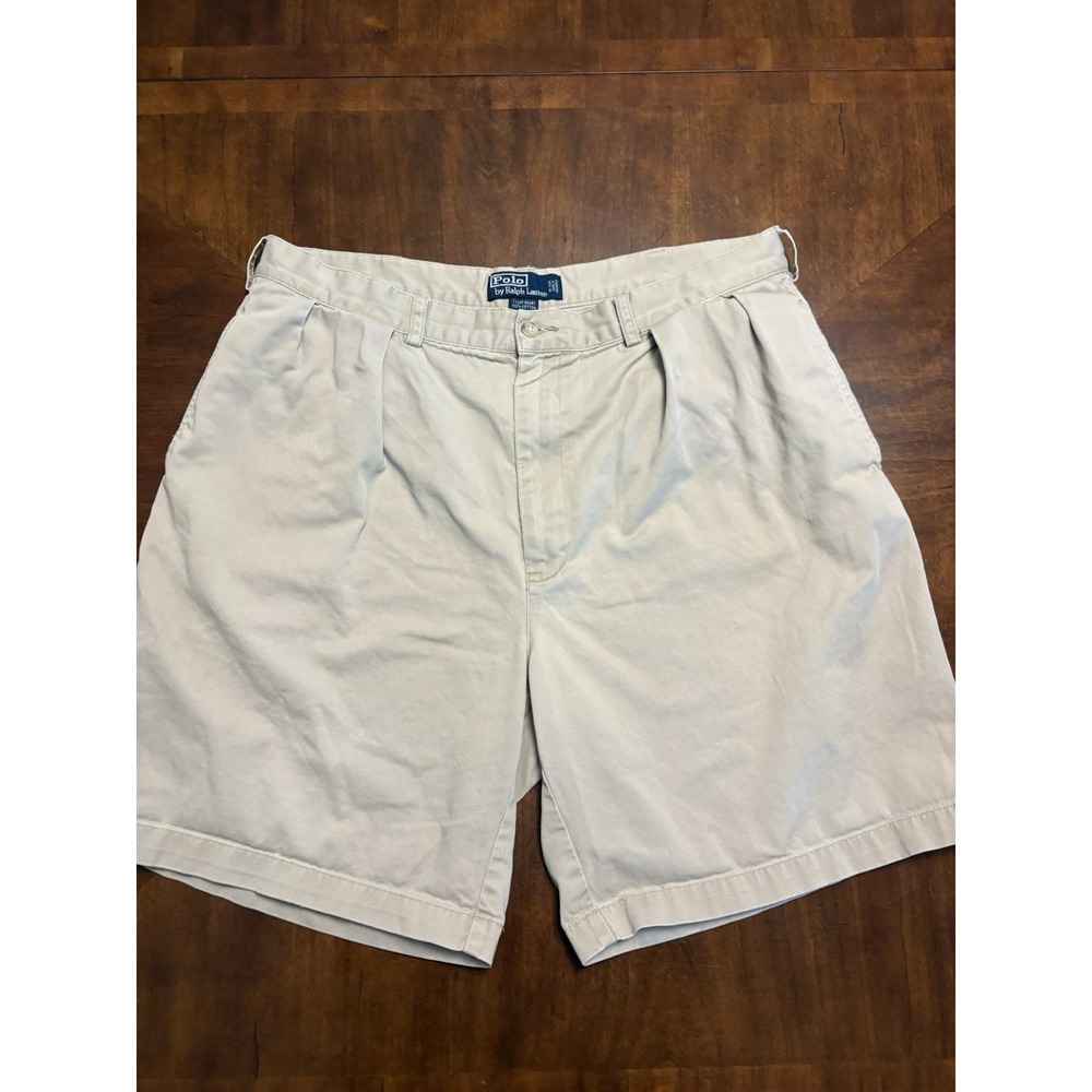 Polo Ralph Lauren Shorts Tyler Short Mens 38 Khaki Tan Pleated Cotton Chino